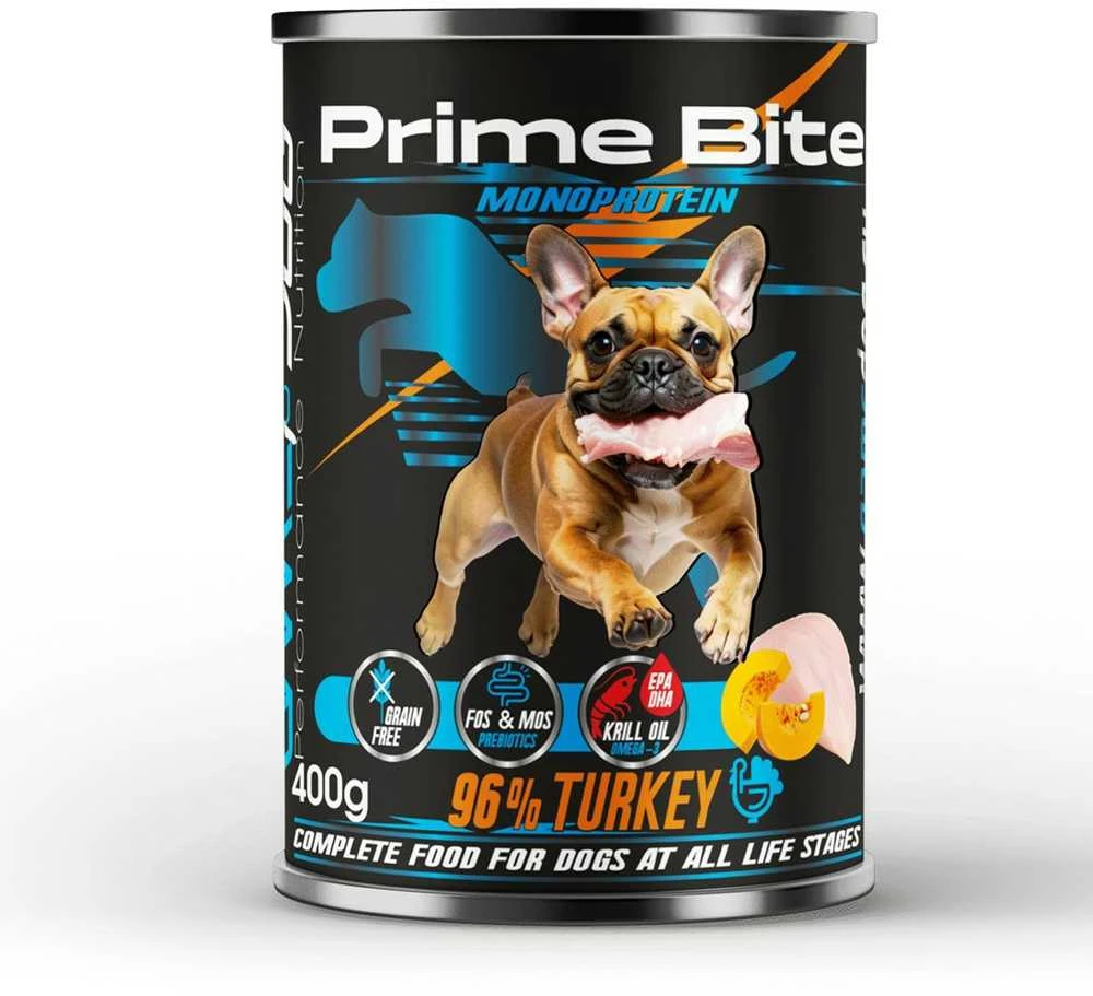 Game Dog PRIME BITE Monoprotein kalakutiena with pumpkin – drėgnas ėdalas šunims – 400g