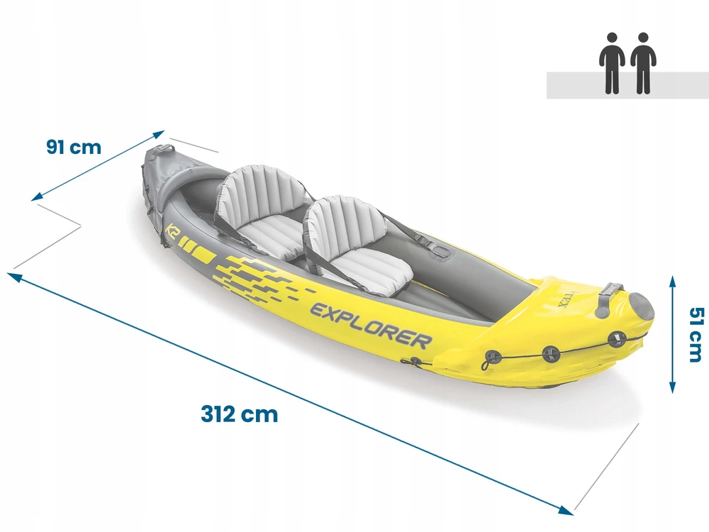 Pripučiama Baidarė (dvivietė) INTEX Explorer K2, Kayak 312x91x51cm