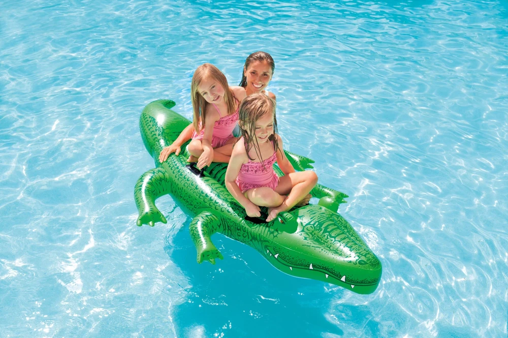 Intex Giant Gator Ride-On pripučiamas vežimėlis, 203x114 cm