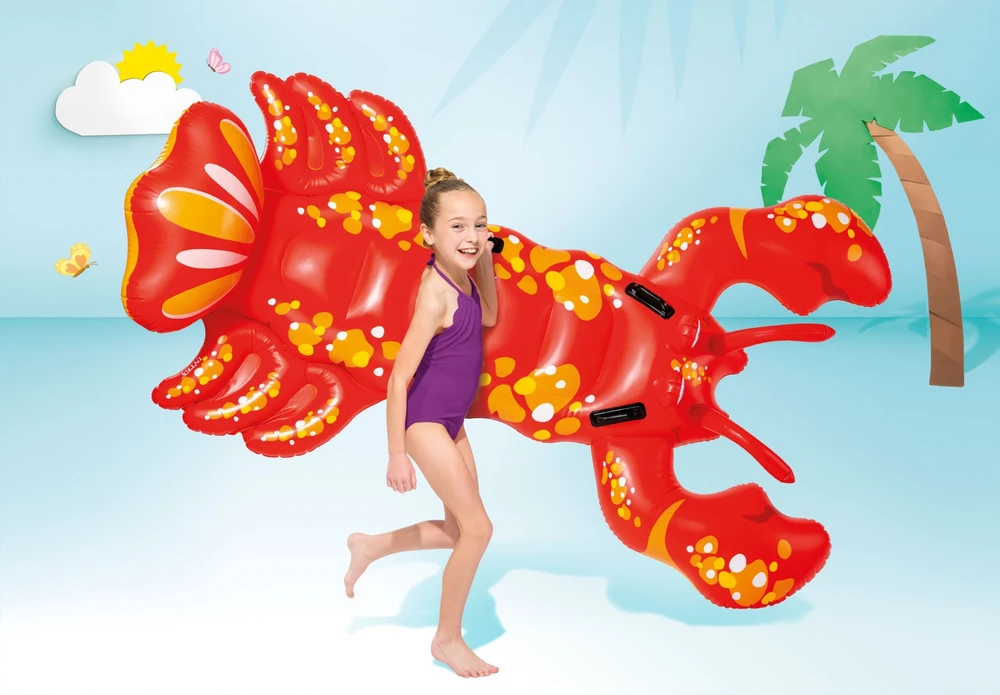 Pripučiamas plaukimo čiužinys su rankenomis omaras 213×137 cm žaislas, INTEX 57528