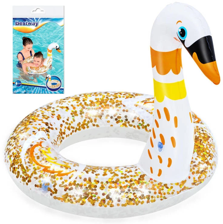 „Bestway“ plaukimo žiedo gulbės blizgučiai 61cm