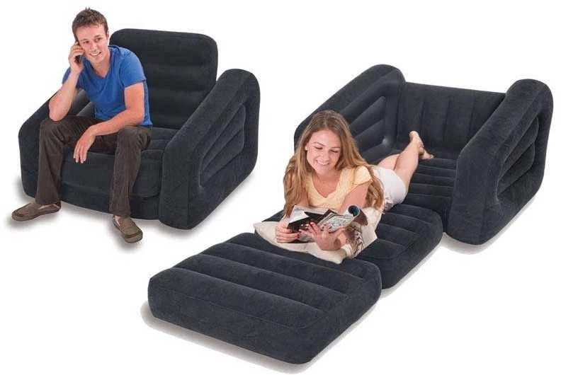 Intex Išskleidžiama sofa, tamsiai pilkos spalvos, 117x224x66cm