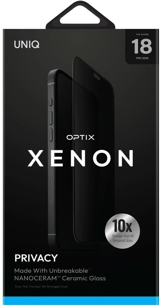 Privatumą saugantis stiklas UNIQ Optix Privacy Xenon Nanoceram, skirtas iPhone 18 Pro