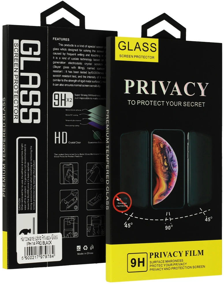 Fusion Accessories Privatumą saugantis grūdintas stiklas (Privacy Glass) iPhone 18 PRO, Juodas