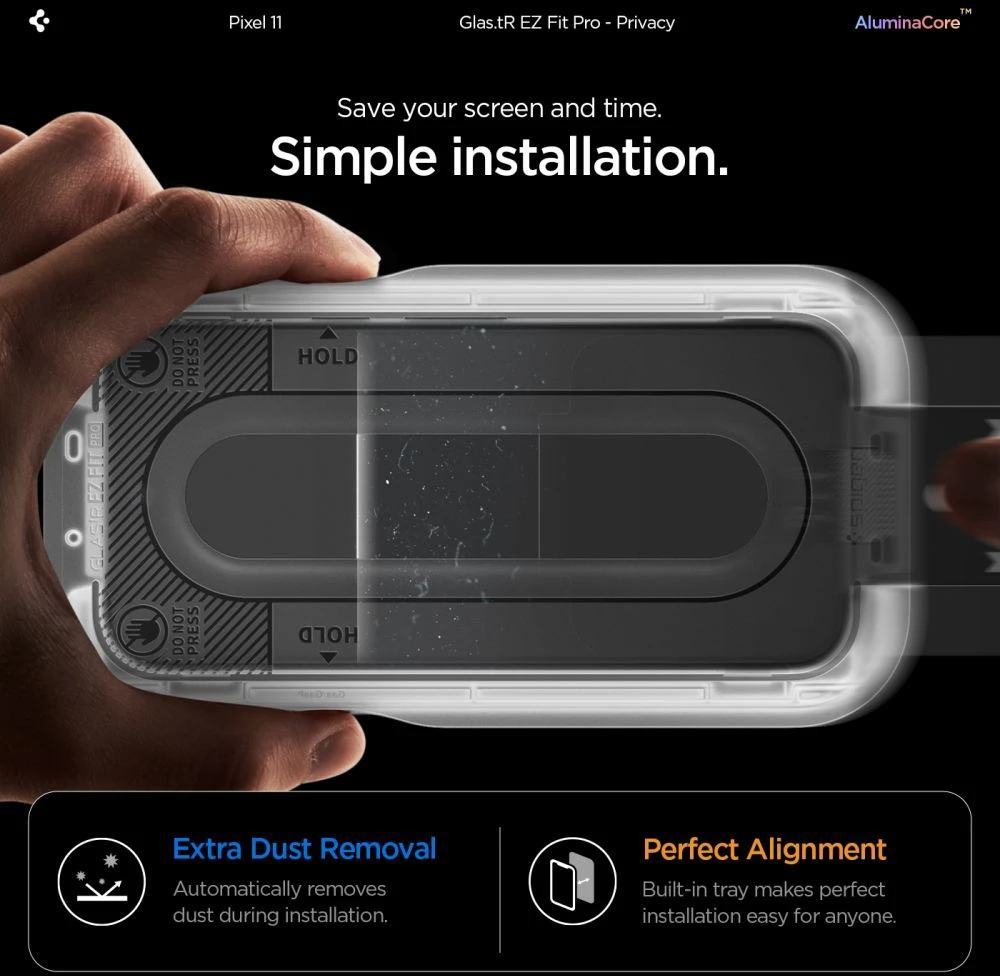 PRIVATUMĄ UŽTIKRINANTIS STIKLAS SPIGEN GLAS.TR EZ FIT PRO AC 2-PACK GOOGLE PIXEL 10 / 11 PRIVACY