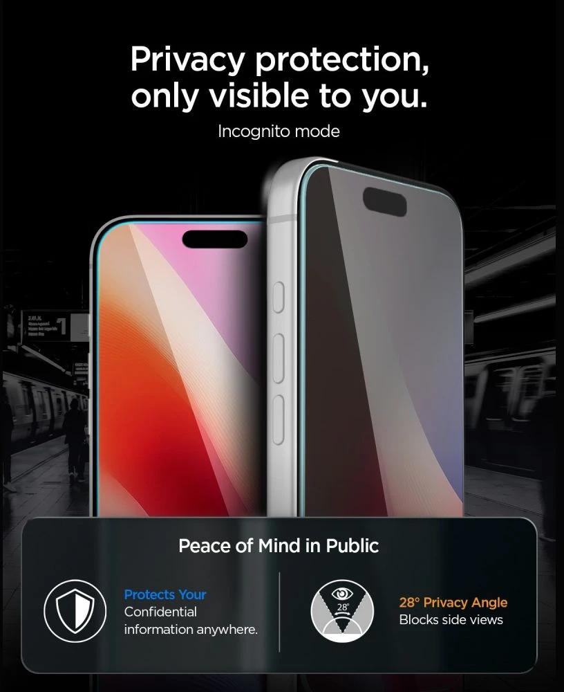 PRIVATUMĄ UŽTIKRINANTIS STIKLAS Spigen GLAS.TR EZ FIT Pro HD AC 2-PACK iPhone 18 Pro Max PRIVACY