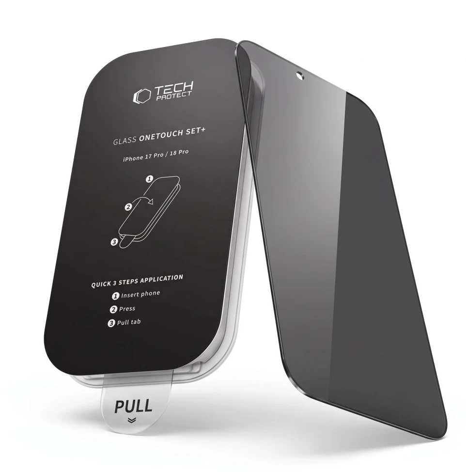 PRIVATUMĄ UŽTIKRINANTIS STIKLAS Tech-Protect ONETOUCH SET SPY+ 2-PACK iPhone 18 PRO PRIVACY