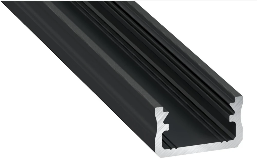 Profilis aliuminis anoduotas juodas LED juostoms paviršinis, A, 2.02m LUMINES