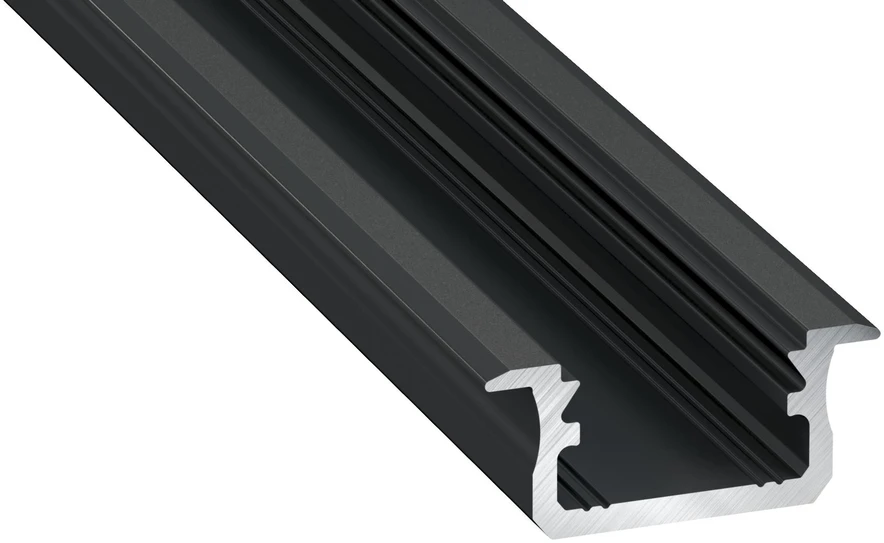 Profilis aliuminis anoduotas juodas LED juostoms įleidžiamas, B, 3m LUMINES