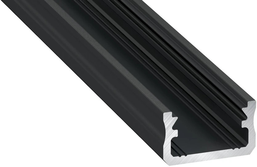 Profilis LED juostoms, aliuminis anoduotas juodas, paviršinis A, 3 metrai, Lumines