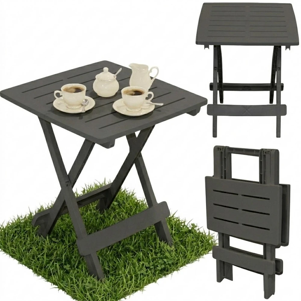 ProGarden Lauko stalas sulankstomas juoda 44x44x50 cm