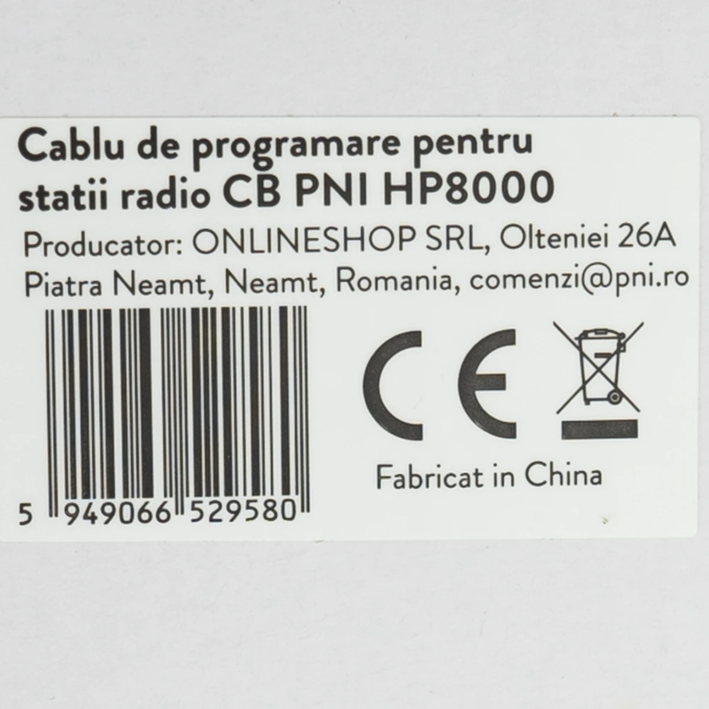 Programavimo kabelis CB radijo stotelėms PNI Escort HP8000L, HP8001L, HP8024 ir HP9001 PRO