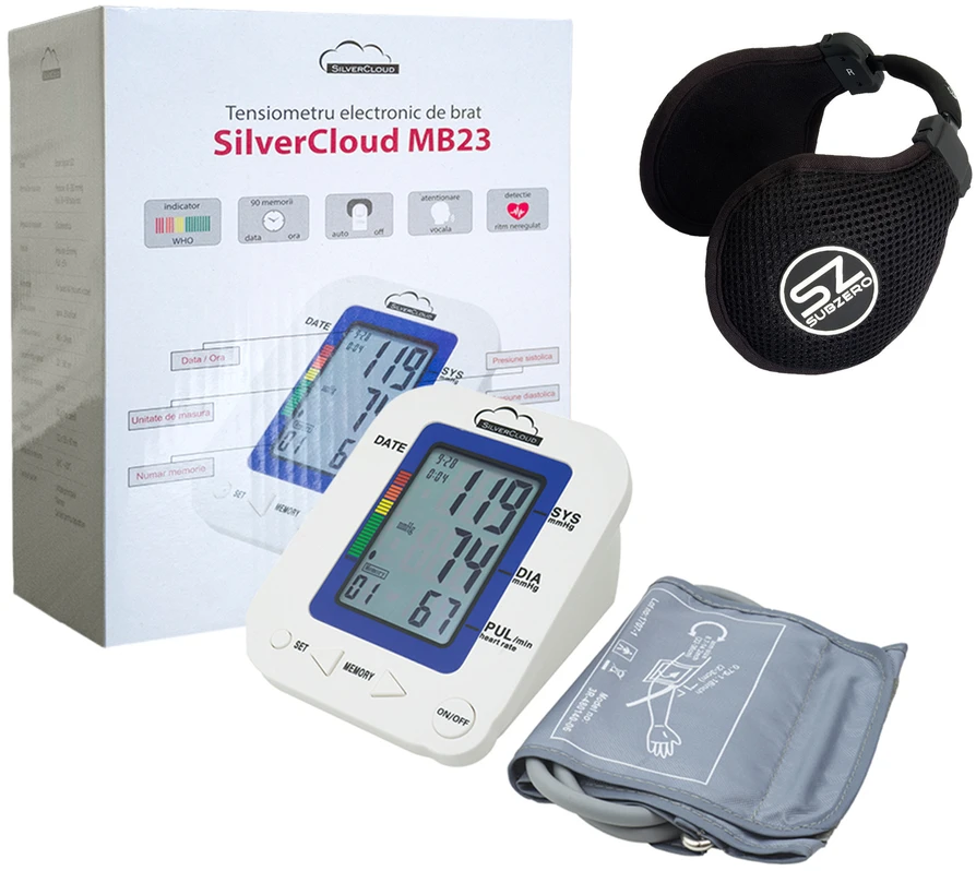 „Promo SilverCloud MB23“ elektroninis žastinis kraujospūdžio matuoklis ir dovanų „Midland Subzero Sun“ ausinės vasarai