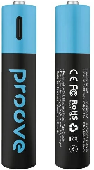 Proove AAA Batteries 740mWh 2vnt juodos spalvos