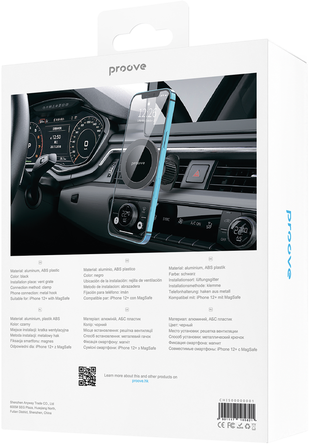 Proove Car Holder IronSide Air Outlet Car Mount juodos spalvos