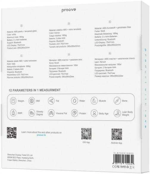 Proove išmaniosios svarstyklės Balance Bluetooth baltos spalvos