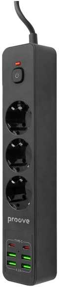 Proove maitinimo ilgintuvas 2m 3000W maitinimo lizdas P-03 (3xAC + 4xUSB + 2xType-C) juodos spalvos