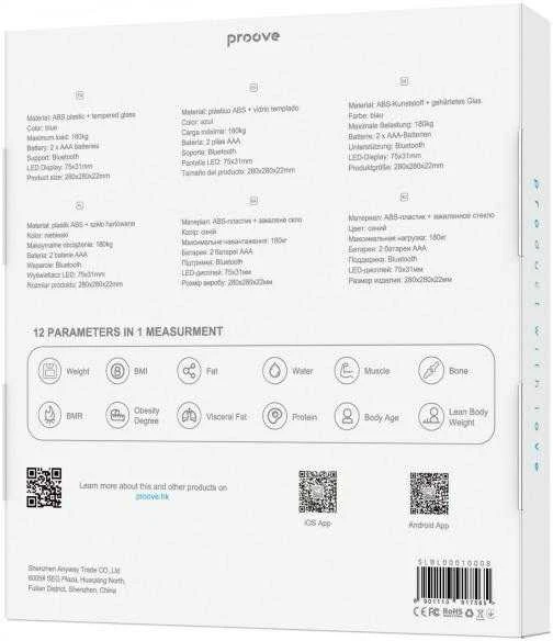 Proove Svarstyklės išmaniosios svarstyklės Balance Lite Bluetooth mėlynos spalvos