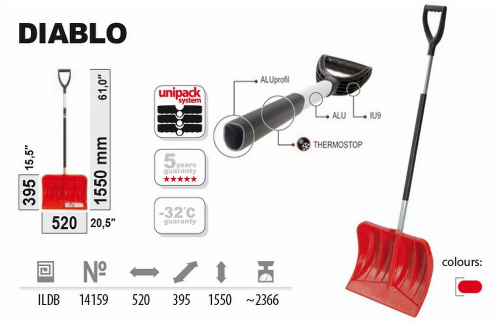 Prosperplast sniego kastuvas aliuminiu kotu Diablo 520mm