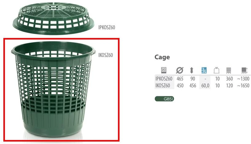 Prosperplast KOSZ Žalias CAGE 60L