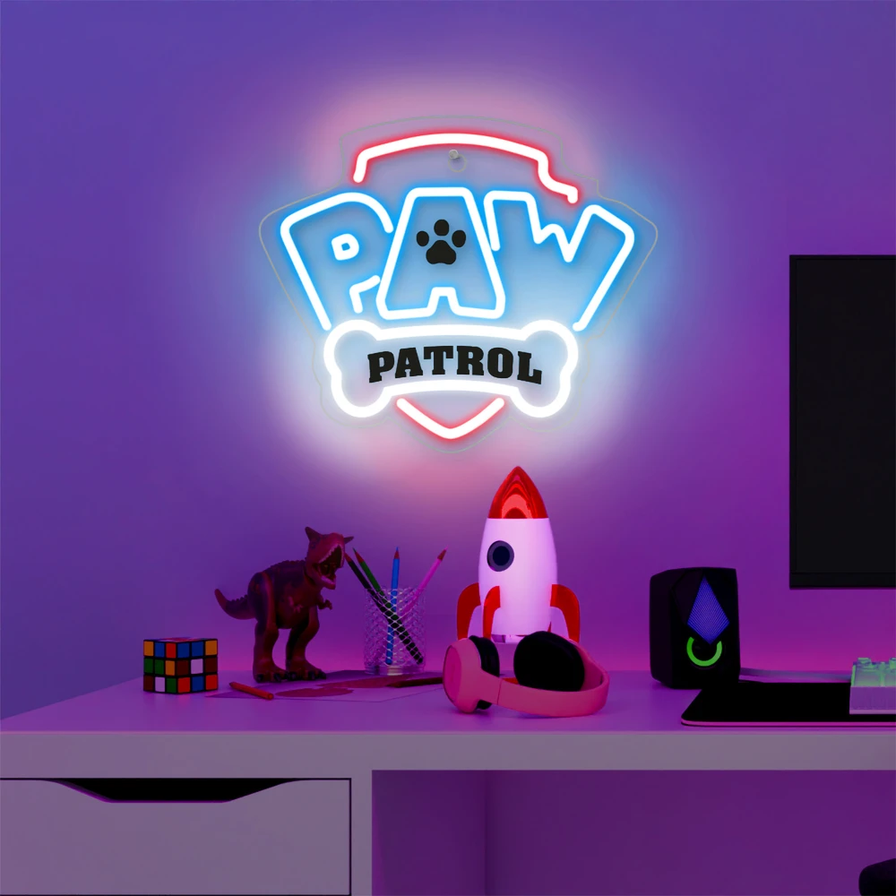 Pakabinamas šviestuvas Plastrol Pakabinamas neoninis LED šviestuvas "Paw Patrol" ant stiklo - logotipas OW-130146