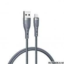 PTC REMAX Cable USB 2.0 A Male į Micro USB B Male, Pilkas, 1.0m, RC-C006