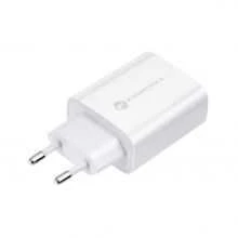 Įkroviklis Forcell + "USB-C (Type-C) to USB-C (Type-C)" (1xUSB-C 3A 25W) baltas