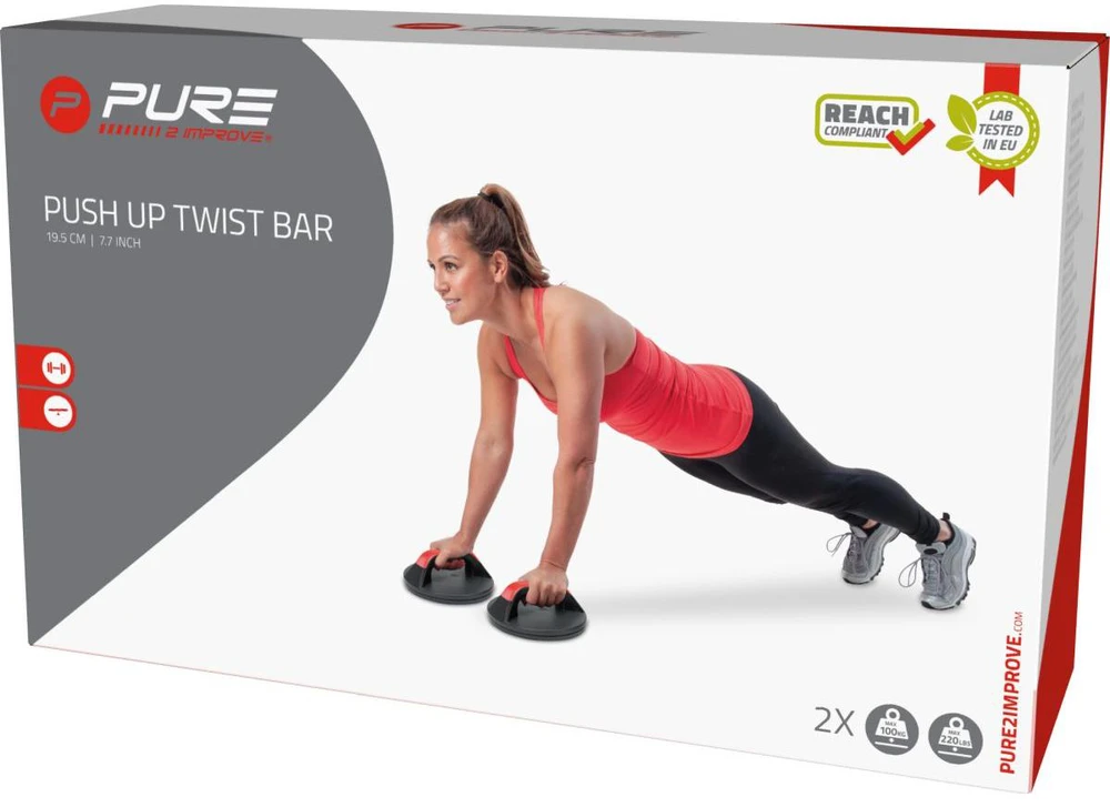 Pure2Improve | Handles for push-ups | Push-up Pro Set | Juodas/Raudona