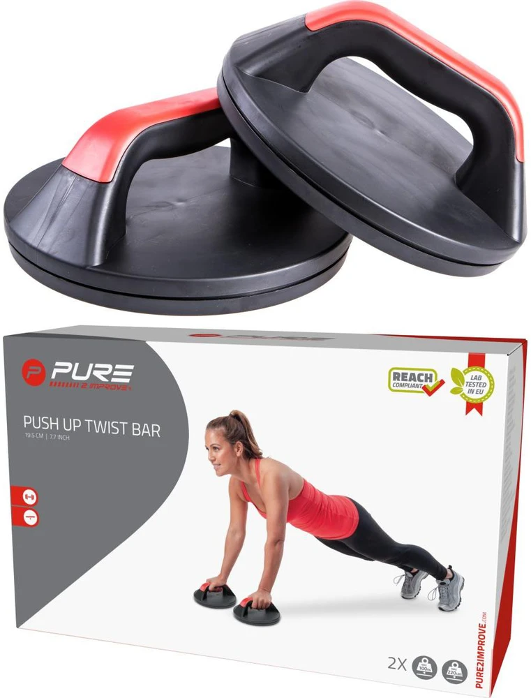 Pure2Improve | Handles for push-ups | Push-up Pro Set | Juodas/Raudona