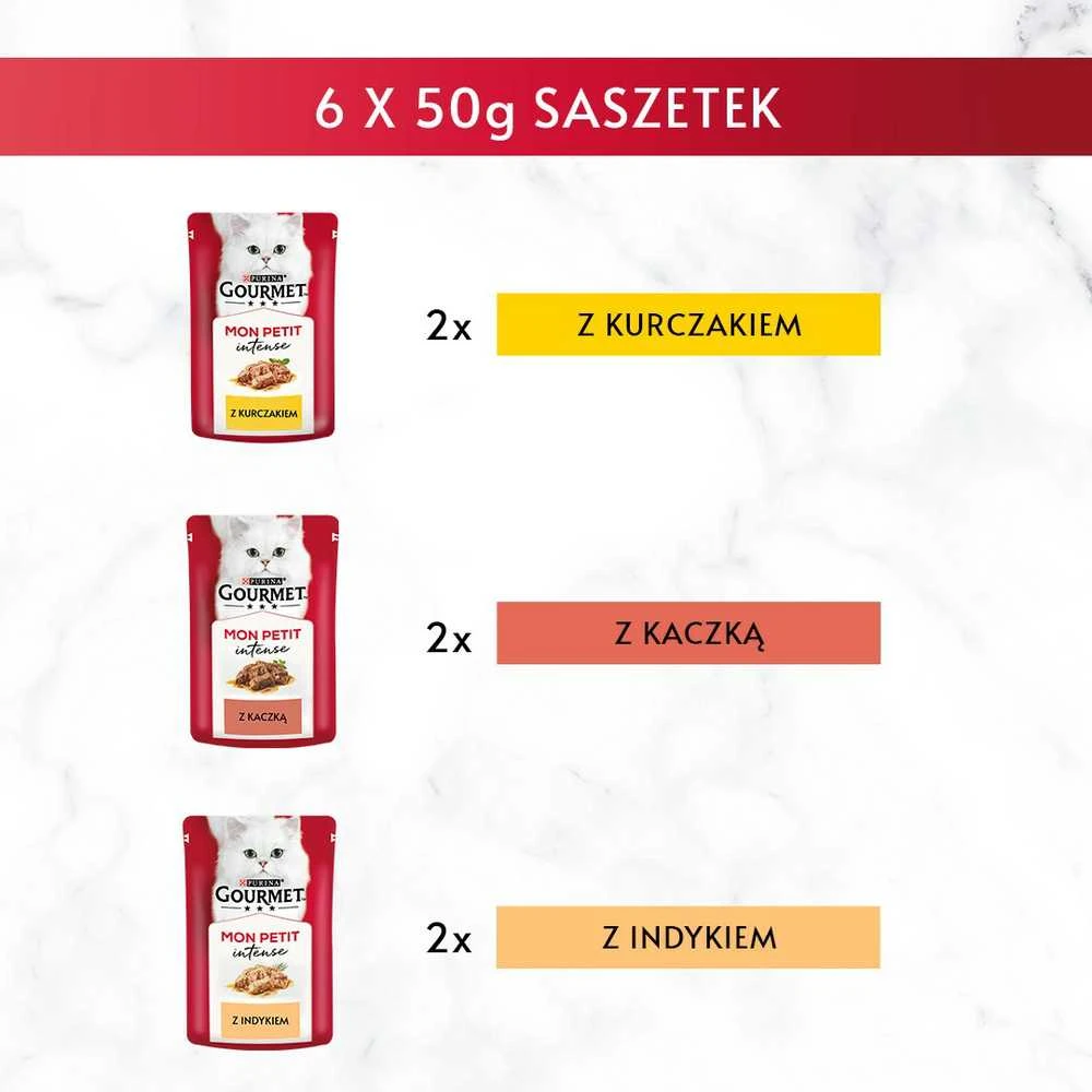 Purina Nestle Drėgnas Kačių Maistas - Gourmet Mon Petit Paukštienos Mišinys 6 X 50 g