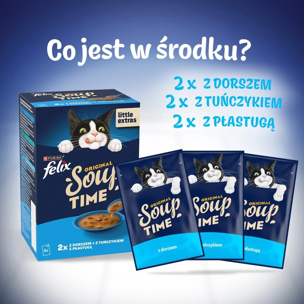 Purina Nestle Felix Original Soup Time Box žuvis – šlapias kačių maistas – 6x48g