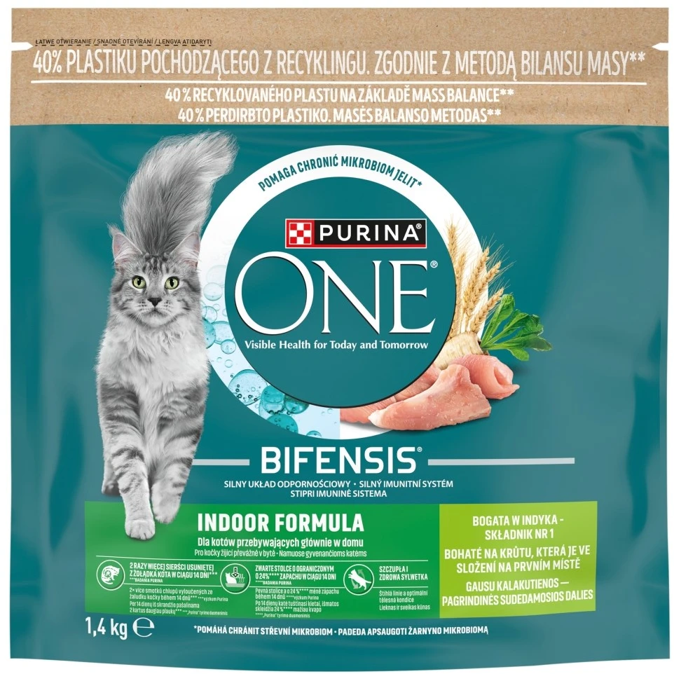 Purina Nestle One Bifensis Indoor Rich in kalakutiena – sausas kačių maistas – 750g