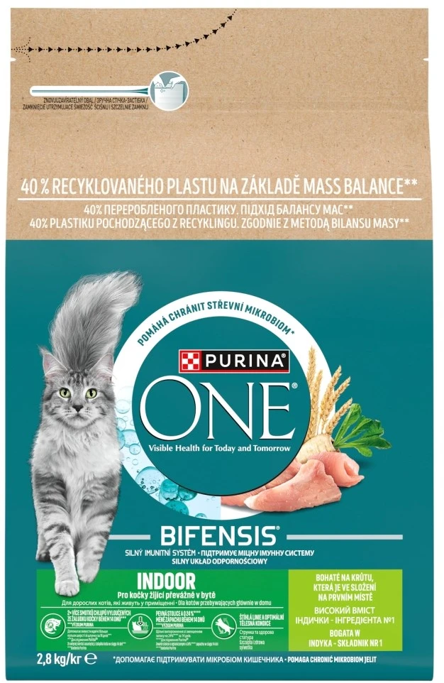 Purina Nestle One Bifensis Indoor Rich in kalakutiena – sausas kačių maistas – 2,8kg