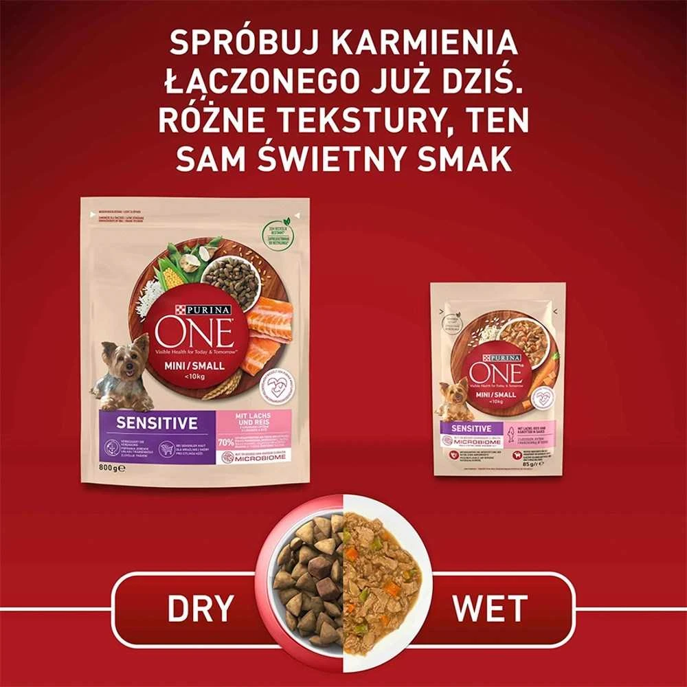 Purina Nestle Sausas Šunų Maistas - Purina One Mini/Small Sensitive Lašiša, Ryžiai