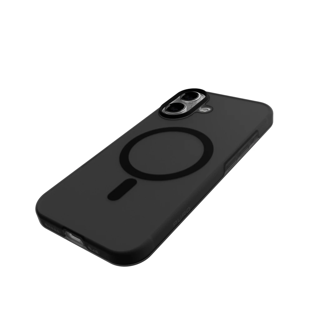 Puro „Daylight“ „MagSafe“ suderinamas silikoninis dėklas, skirtas „iPhone 17“ – permatomai juodas