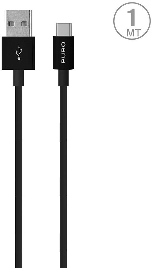 Puro Elektrik Puro Baltas USB-A USB-C Cable 1m - Juodas