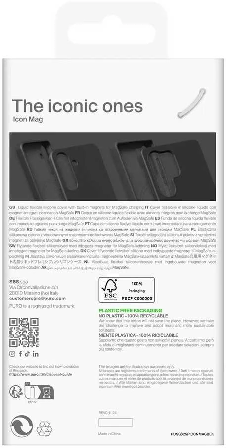 Puro Icon Mag Silicone with MagSafe Samsung Galaxy S25 Plus – dėklas telefonui juodos spalvos