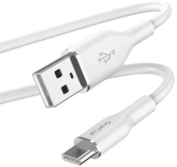 Puro Elektrik Puro Soft USB-A – USB-C laidas 1,5 m – baltas