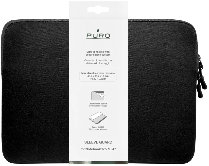 Puro Slim Guard 18" Nešiojamas kompiuteris Bag - Juodas
