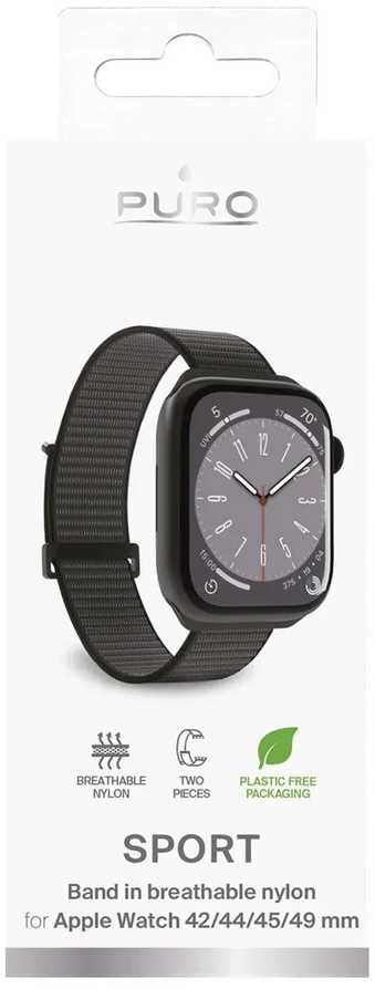 Puro ''SPORT'' nylon apyrankė Apple Watch 42-44-45-49mm. juodos spalvos