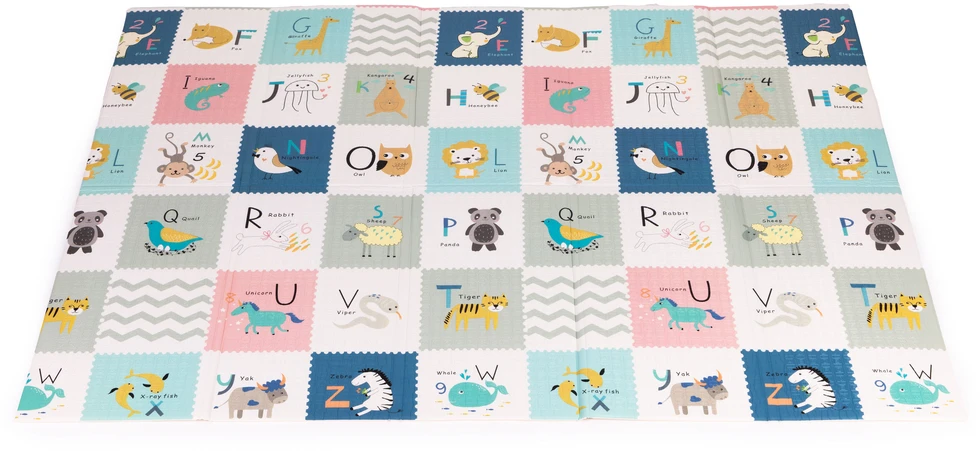 Vaikiškas edukacinis kilimėlis ECOTOYS 200x150 cm, dvipusis, sulankstomas