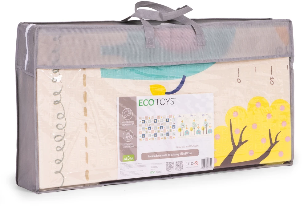 Vaikiškas edukacinis kilimėlis ECOTOYS 200x150 cm, dvipusis, sulankstomas