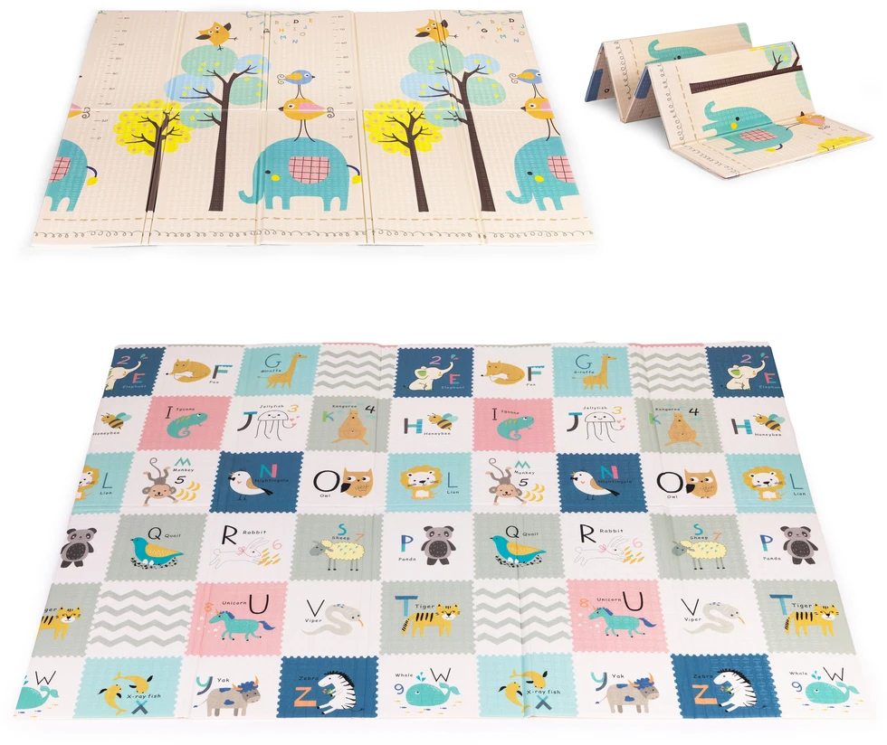 Vaikiškas edukacinis kilimėlis ECOTOYS 200x150 cm, dvipusis, sulankstomas
