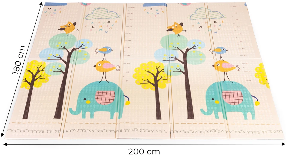 Vaikiškas žaidimų kilimėlis ECOTOYS 200x180 cm, dvipusis
