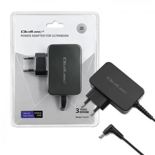 QOLTEC 51032 Maitinimo adapteris, skirtas ultrabook Asus 45W 19V 2.37A 3.0x1.0