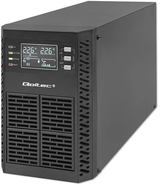 QOLTEC 52280 Nepertraukiamo maitinimo šaltinis UPS / 1kVA / 1000W / Galios koeficientas 1.0 / LCD / EPO / USB / Prisijungę