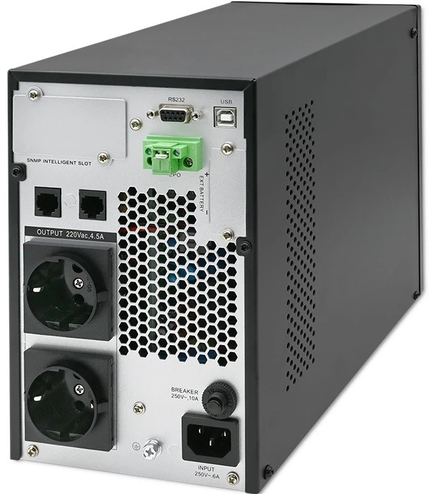 QOLTEC 52280 Nepertraukiamo maitinimo šaltinis UPS / 1kVA / 1000W / Galios koeficientas 1.0 / LCD / EPO / USB / Prisijungę