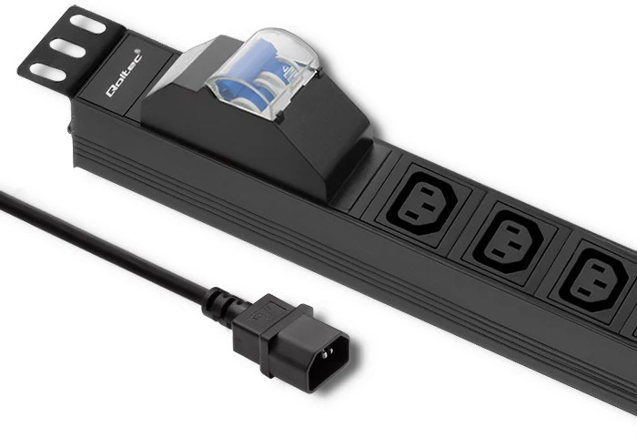 QOLTEC 53999 Apsauga nuo viršįtampių CB, skirta RACK 19 1U 10A PDU 8xIEC C13 2m