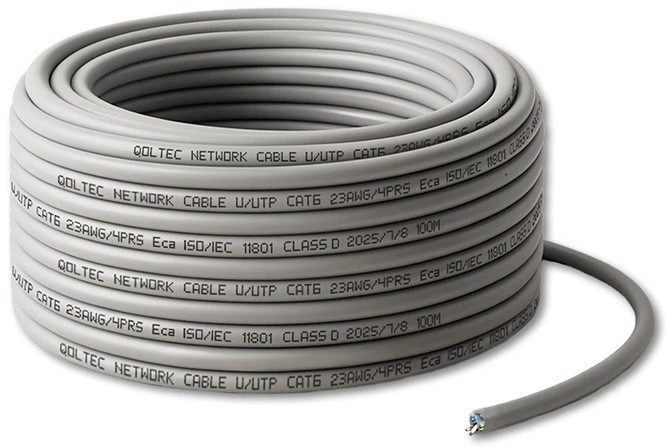 „Qoltec“ kabelis UTP susuktos poros tinklo jungiamasis laidas | Varis / Cu | CAT6 | Didelės spartos 1 Gb/s | LAN | 100 m | rutulinis
