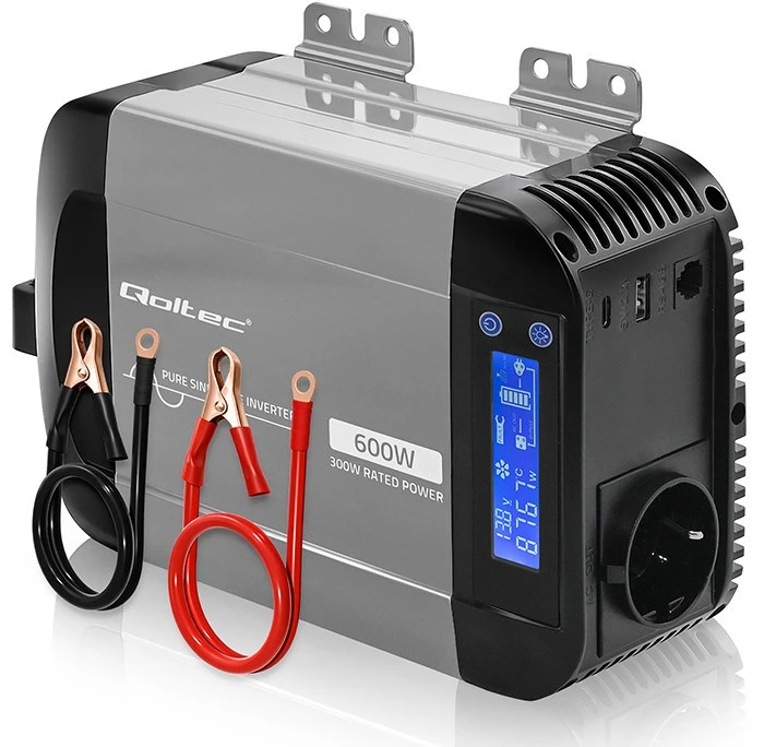 Qoltec Pure Sine Wave | 12V na 230V | 300/600W